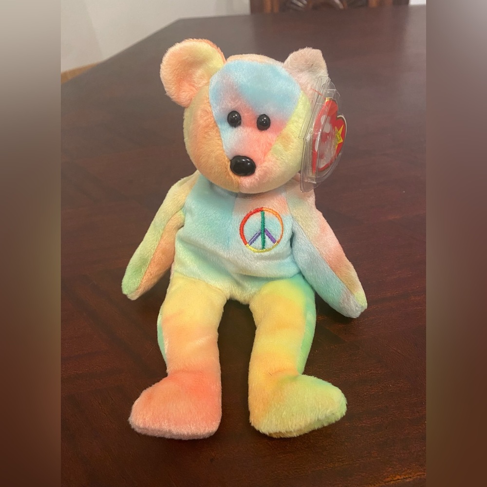 EXTREMELY RARE 1996 Peace Bear Beanie Baby with TAG ERRORS